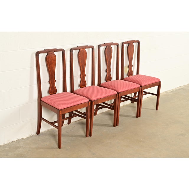 Baker Furniture Company Baker Furniture Style Federal Inlaid Mahogany Dining Chairs, Set of Four For Sale - Image 4 of 12