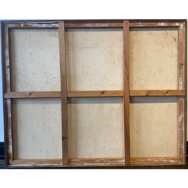 Vintage 1970s Abstracted Illustrative Oil Painting on Canvas by Molly Schiff For Sale - Image 4 of 4