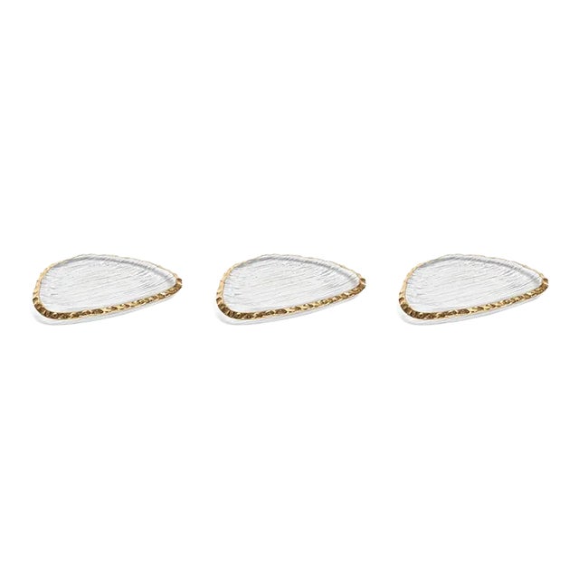Cassiel Organic Shape Plates with Jagged Gold Rim, Small, Set of 3 For Sale