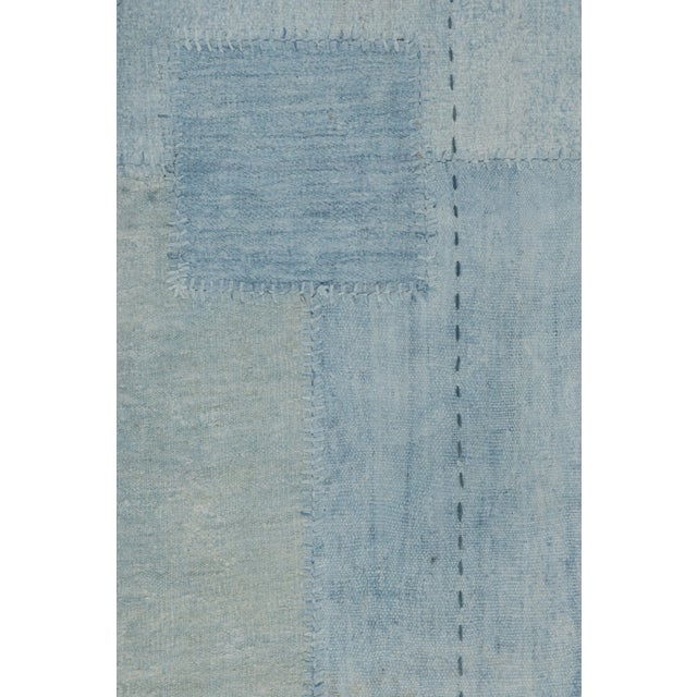 Traditional Vintage Patchwork Rug in Blue, White and Gray Tones - Rug & Kilim For Sale - Image 3 of 7