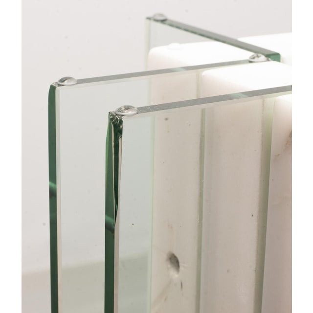 Italian White Marble Square Side Table with Lighting Option, Italy, 1970s For Sale - Image 12 of 17