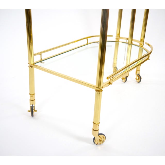 Midcentury Brass and Glass Italian Swing Out Bar Cart For Sale - Image 12 of 12