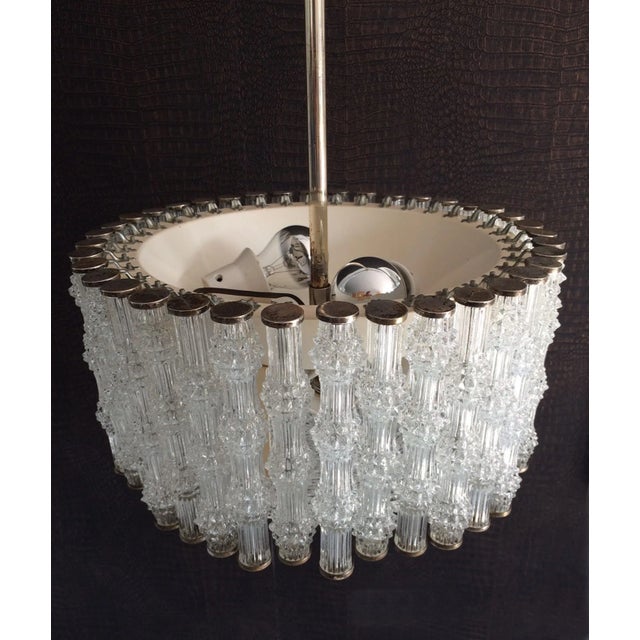 Metal Ice Texture Crystal Drum Primat Chandelier from Kaiser Idell / Kaiser Leuchten, 1950s For Sale - Image 7 of 14