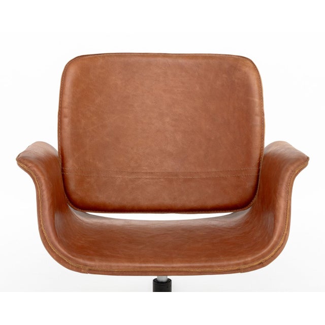 Metal Modern Tan Leather Adjustable Desk Chairs, Pair For Sale - Image 7 of 10