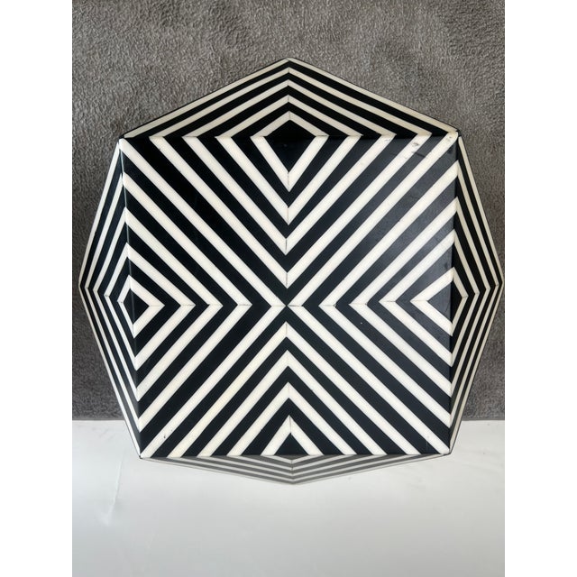 Art Deco Style Sculptural Resin Black and White Side or End Table, a Pair For Sale - Image 4 of 15