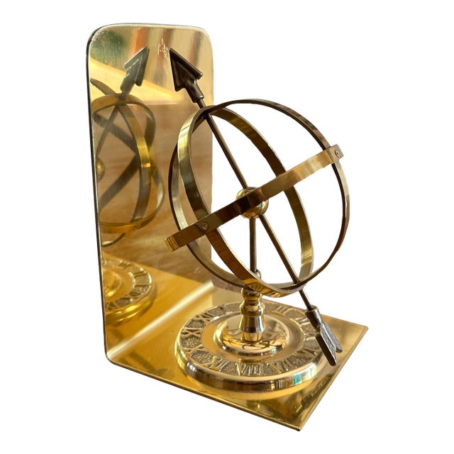 Vintage Brass Armillary Sphere Bookend, c.1980s For Sale