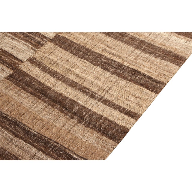 Traditional Oversized Vintage Mazandaran Persian Kilim, Beige-Brown Stripes - Rug & Kilim For Sale - Image 3 of 5