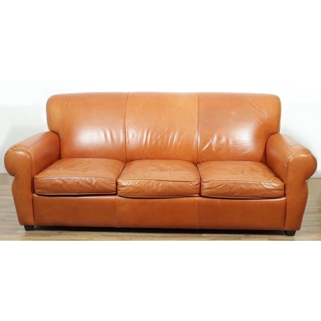 Store Item: Club Furniture Brown Leather Sleeper Sofa Made In North Carolina Description: High back padded sofa back over...