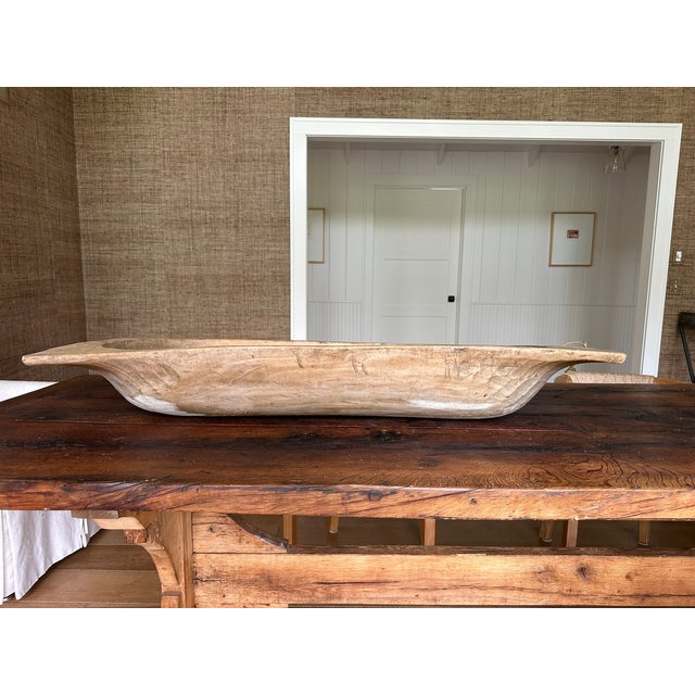 French Antique XL Wood Carved Dough Bowl , Trough or Tray For Sale - Image 10 of 11