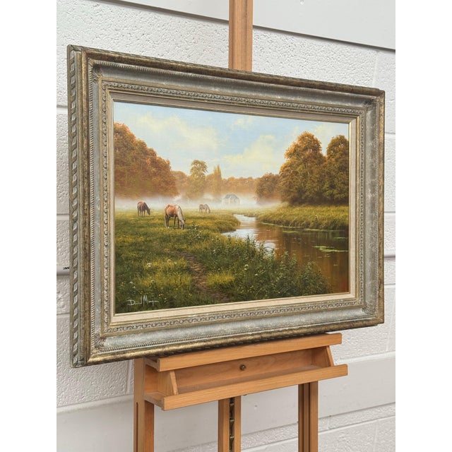 Late 20th Century River Landscape Scene with Horses in the English Countryside by David Morgan For Sale - Image 6 of 13