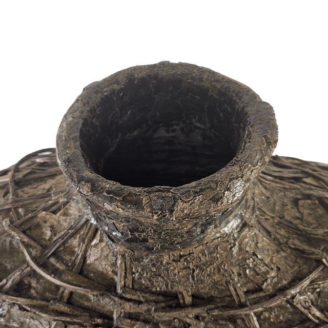 Mid 20th Century Chinese Woven Willow Oil Container Basket 25" For Sale - Image 5 of 10