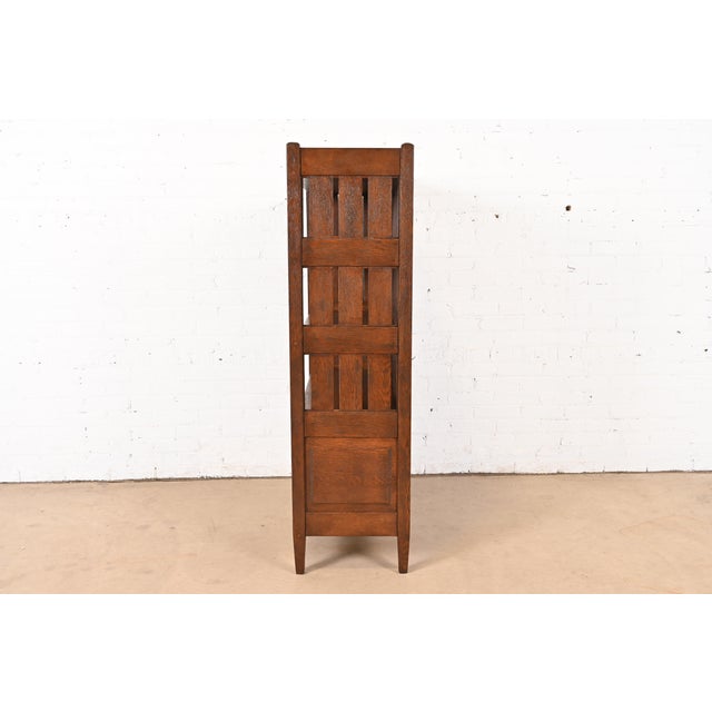 Brown Stickley Brothers Style Antique Mission Oak Arts & Crafts Bookcase, Newly Refinished For Sale - Image 8 of 10