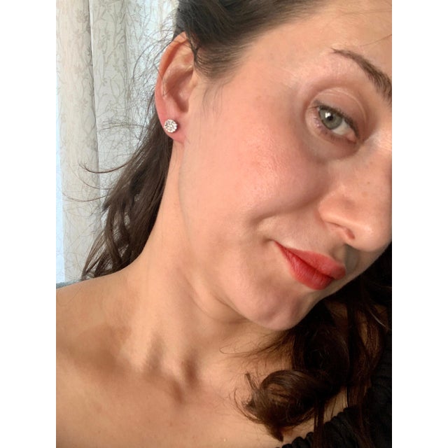 1.60 Carat Diamond Floral Cluster Flower Stud Earrings in 18 Karat White Gold For Sale - Image 9 of 18