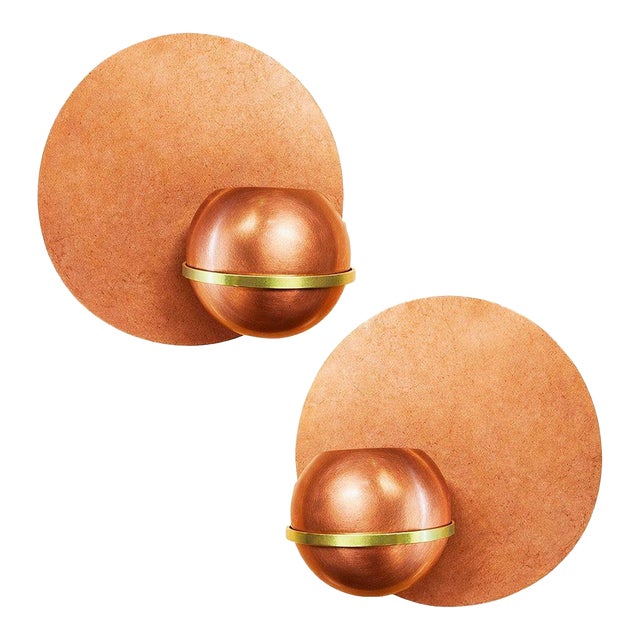 Rare 1937 Copper & Brass Art Deco Machine Age Wall Planter Pair by Revere For Sale