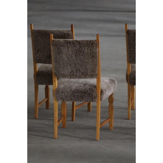 Vintage Danish Dining Chairs in Oak and Lambswool by Henning Kjærnulf, 1950s, Set of 6 For Sale - Image 18 of 18