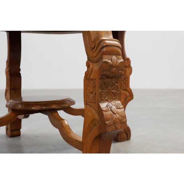 Renaissance Round Walnut Coffee Table, France, Late 19th Century For Sale - Image 10 of 12