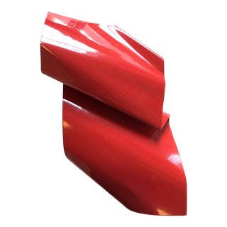Contemporary Red Metal Wall Sculpture - Modern Handcrafted Abstract Wall Twist Metal Art For Sale
