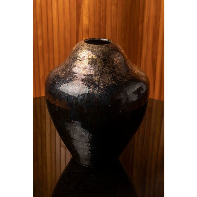 Metallic Glazed Ceramic Vase from Vallauris, 1950s For Sale - Image 14 of 15