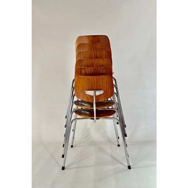 Mid-Century Modern Model SE68 Stackable Chairs by Egon Eiermann, 1960s, Set of 6 For Sale - Image 3 of 8