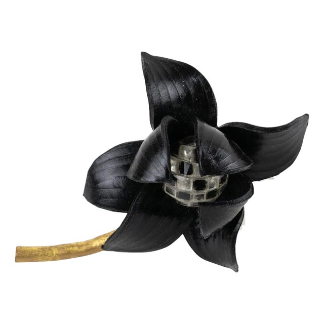 Fabrice Paris Giant Black Dahlia Resin Flower Brooch For Sale