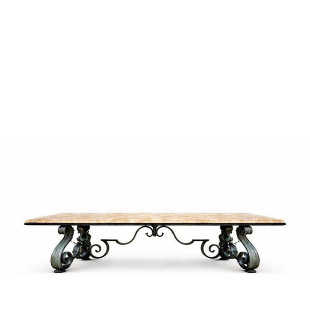 1990s Large Forged-Iron Table with Quartz Top by Jean-Rémy Couradette, 1998 For Sale - Image 5 of 5