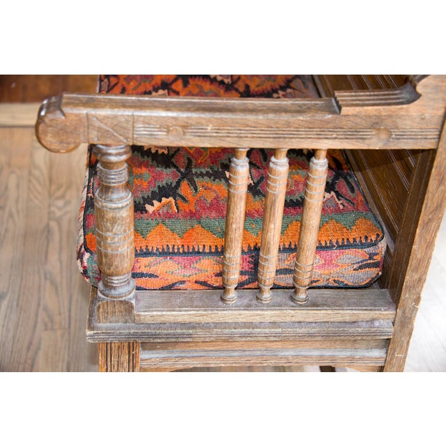 Early 20th Century Danish Bench with Kilim Upholstered Cushion For Sale - Image 12 of 14