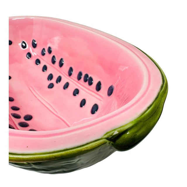 Unique Rare Textured Vintage Watermelon Serving Bowl Set | Mid-Century Modern Embossed Fruit Dishes | 6 Pieces For Sale - Image 12 of 18