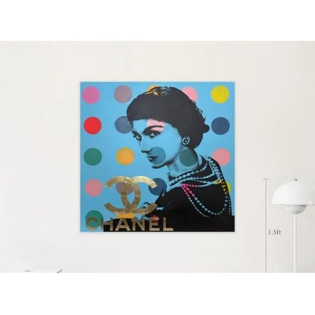 Coco Chanel painting. Acrylic and silkscreen on canvas. Ready to hang with signature at the back.