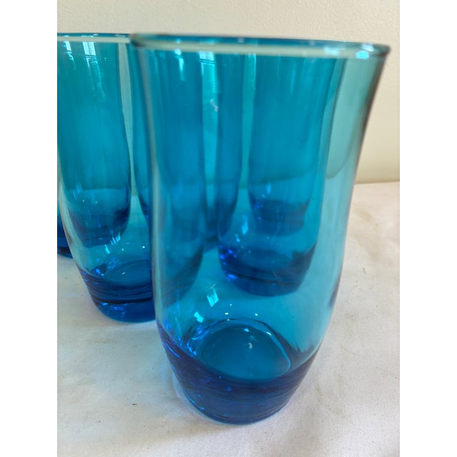 Mid 20th Century Vintage Mid-Century Modern Aqua Blue Drinking Glass Tumblers - Set of 6 For Sale - Image 5 of 8