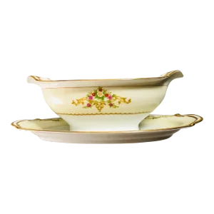 Vintage Noritake "M" Japan Gravy Boat With Attached Underplate