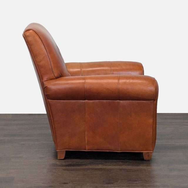 Ethan Allen Ethan Allen Brown Leather Lounge Chair – Comfortable Classic Style For Sale - Image 4 of 8