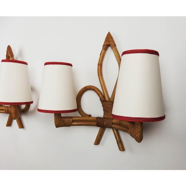 Vintage Rattan Wall Lights, 1950s, Set of 2 For Sale - Image 10 of 11