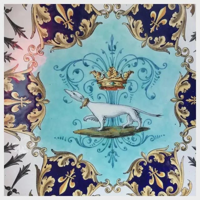 Rustic European Antique French Blois Faïence, Majolica Charger, Ermine, Artist Emile Balon For Sale - Image 3 of 6