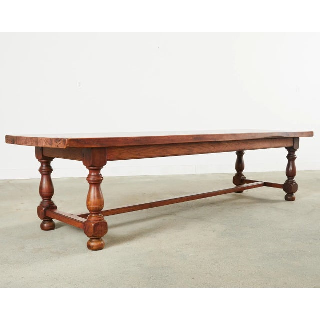 Country French Provincial Oak Farmhouse Trestle Dining Table For Sale - Image 4 of 12