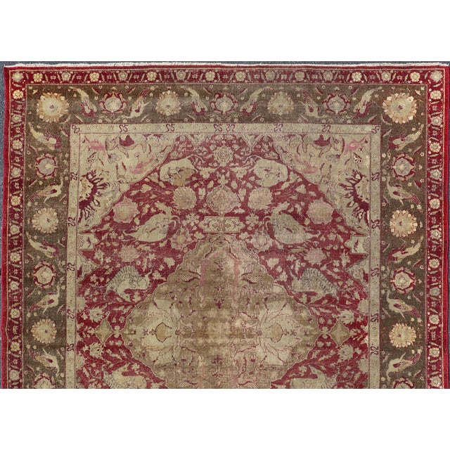 Indian Antique Indian Finely Woven Rug of Mughal Empire 5'11 X 7'7 For Sale - Image 3 of 14