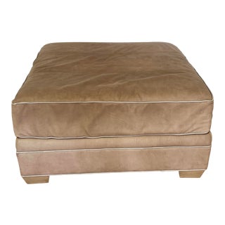 Vintage Henredon Suede Leather Ottoman C.1980s For Sale