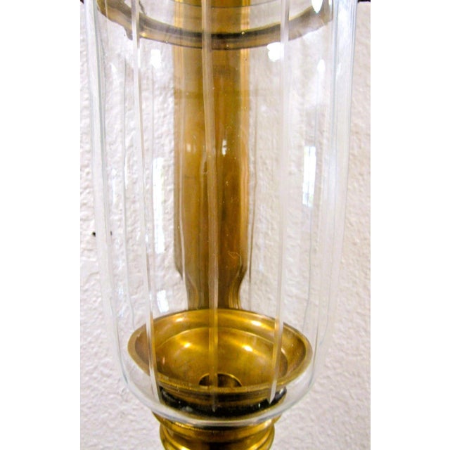 Metal Antique Brass Hurricane Wall Candle Sconce Pair Attributed to Virginia Metalcrafters For Sale - Image 7 of 18