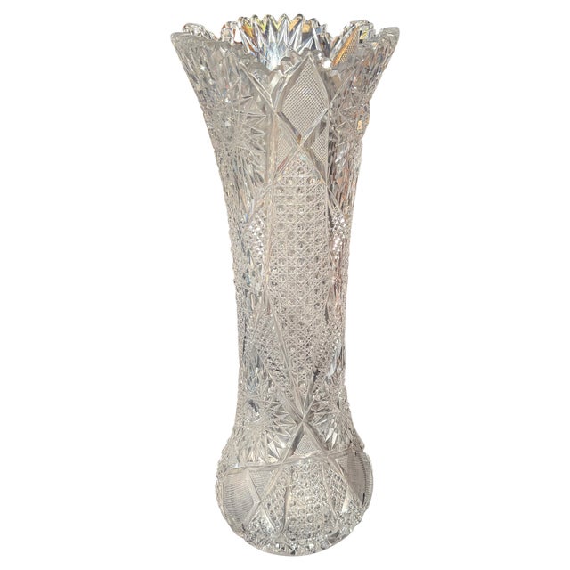 Monumental American Brilliant Period Exhibition Cut Glass Trumpet Vase, Attributed to T.G. Hawkes, circa 1900 A monumental...