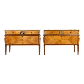 Antique Italian Yew and Cherrywood Commodes, 1700s, Set of 2 For Sale