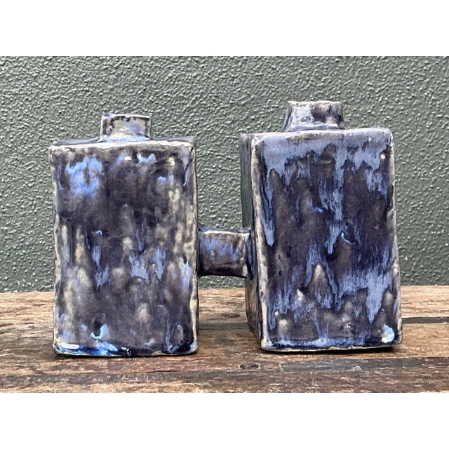 Vintage Dual Cubic Ceramic Vase For Sale - Image 12 of 12
