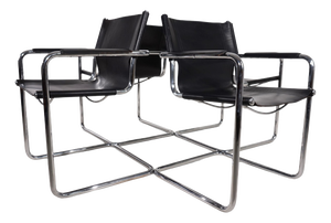 Vintage Visitor Chairs in Leather by Mart Stam & Marcel Breuer for Matteo Grassi, 1970, Set of 4