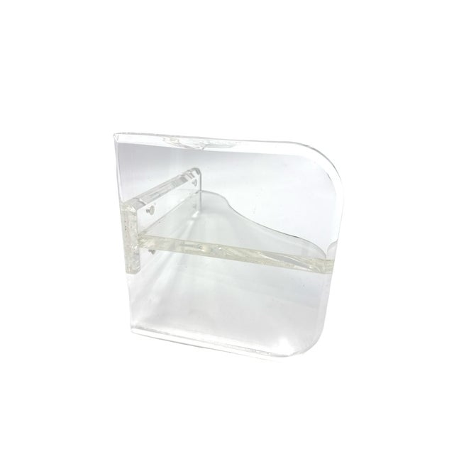 1970s Vintage Thick Beveled Lucite Sculptural Wall Shelf For Sale - Image 10 of 10