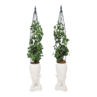 Pair Portuguese Ceramic Neoclassical Planters For Sale