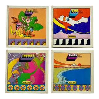 1970 Peter Max First Edition Books ~ Peace ~ Love ~ Thought ~ God - Set of Four For Sale