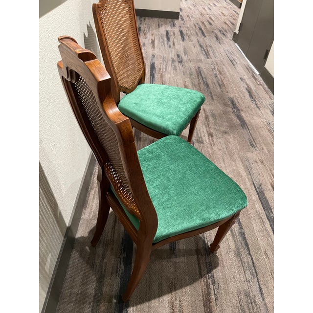 Mid-Century Drexel Heritage Side Chairs in Everfast Billiard Green Chenille - A Pair For Sale - Image 11 of 12