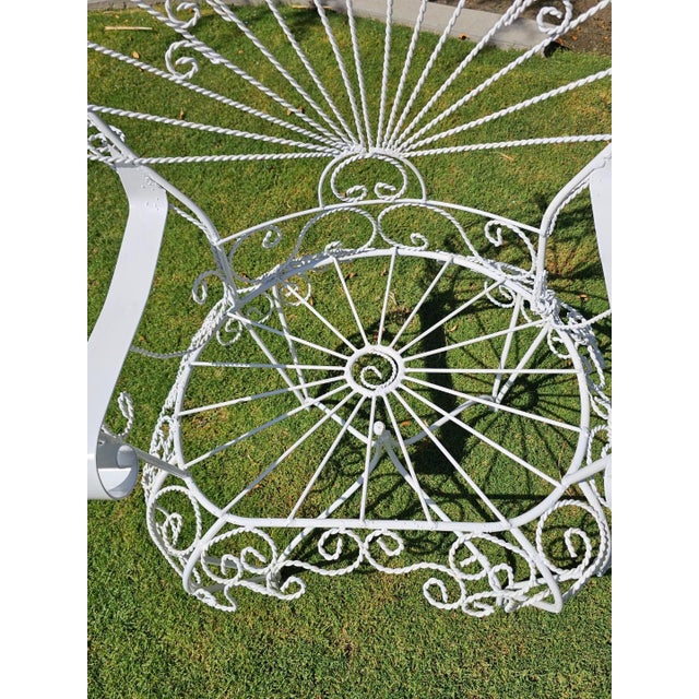 Vintage White Wrought Iron Peacock Armchairs-Set of Two For Sale - Image 12 of 18