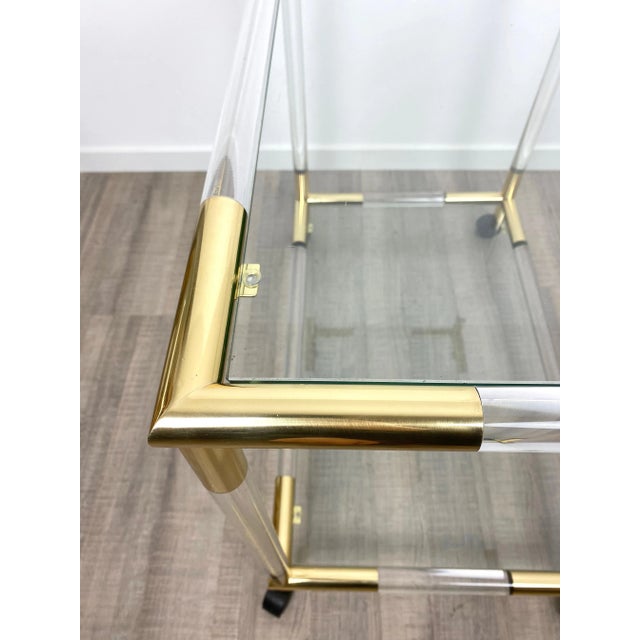 Acrylic, Brass & Glass Bar Serving Cart Trolley, Italy, 1970s For Sale - Image 10 of 15