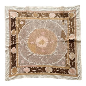 Suzani Tablecloth - Neutral Tan Uzbek Tablecloth