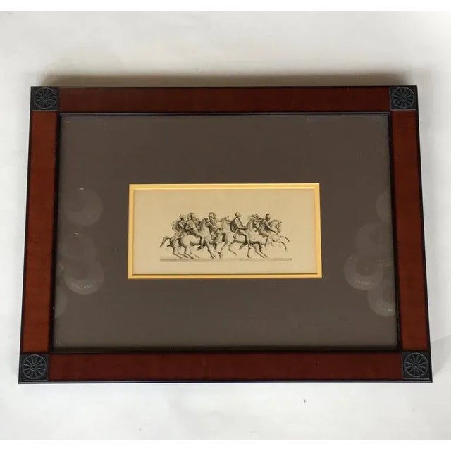 Set of four Roman etchings with soldiers on horses and horses with their caretakers. C. 1920s.