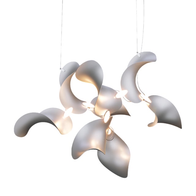 Dune 8 Cluster Pendant Light with Silver Anodized Shades by Daniel Becker For Sale